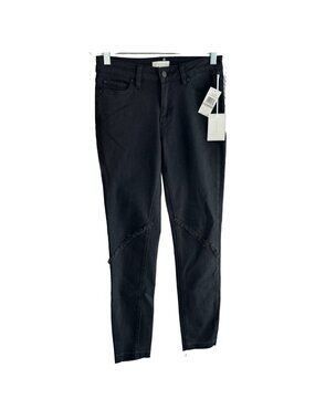 1.STATE Frayed Released Hem Skinny Black Jeans Womens Size 27 Super Wash Denim